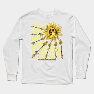 Childhood Cancer Awareness - Sunflower leopard faith love fight Long Sleeve T-Shirt